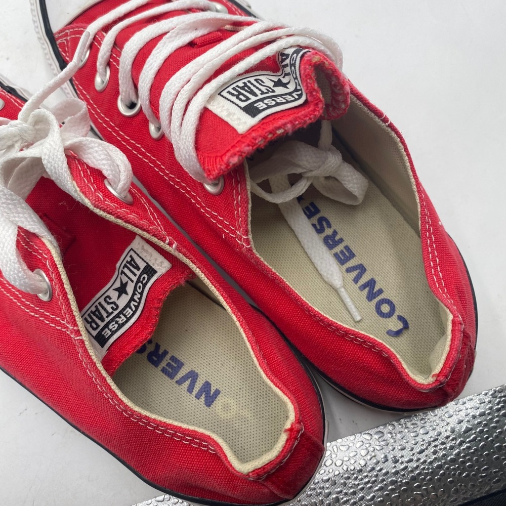 Converse Chuck Taylor All Star Low Top Sneakers Mens 6.5 Womens 8.5 Red Canvas - Picture 9 of 13